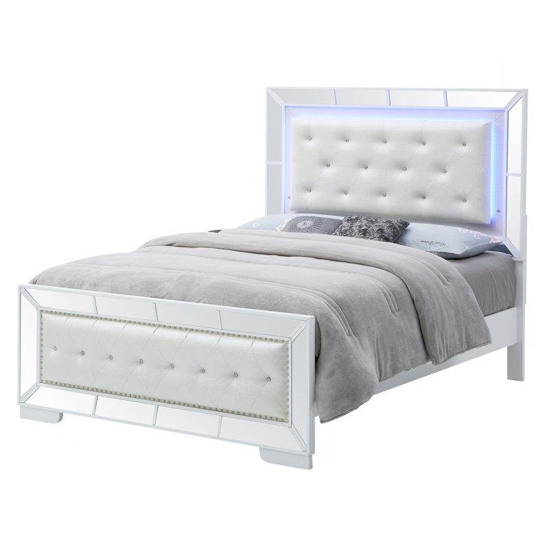 Lit contemporain Elegant Silver Champagne, Queen, White