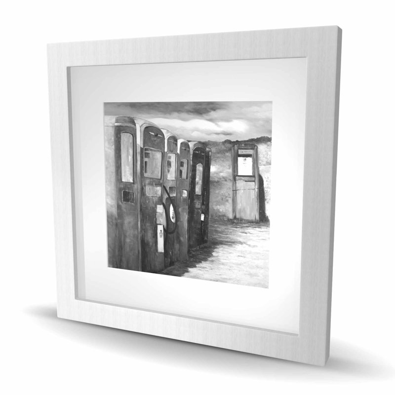 Vieilles pompes à gaz - reproduction encadrée noire et blanche pour la décoration intérieure