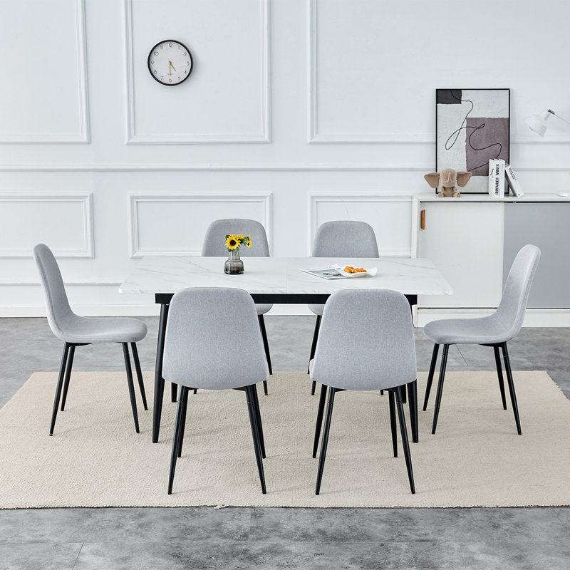 Ensemble de table de cuisine moderne de 59 à 75 po avec structure en métal robuste, parfait pour la cuisine à domicile, peu encombrant