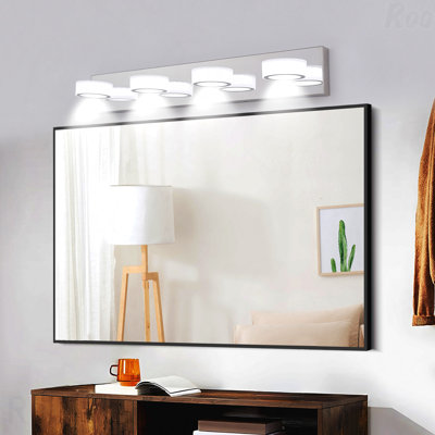 Luminaire de salle de bain 29 po - Luminaire mural en métal chromé 4 lumières DEL moderne