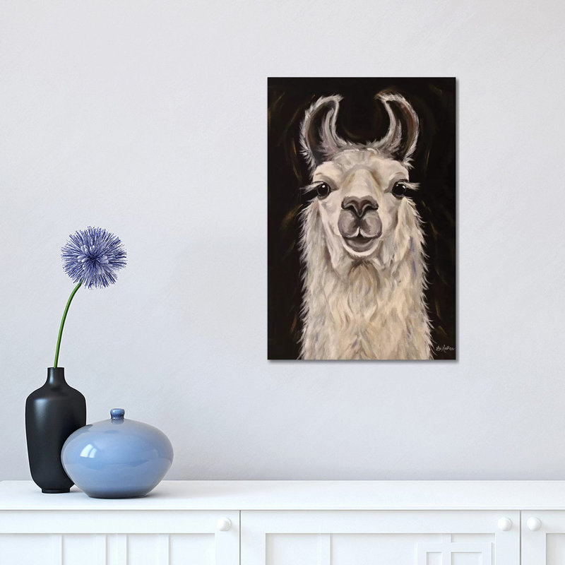 «Llama Blanca» par Hippie Hound Studios - reproduction d'art, H 18 po x l 12 po x 1,5 po, Toile tendue, Non mat