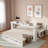 Multifunctional Daybed With Storage Drawer, Open Compartments And Hydraulic Side Table-447250159