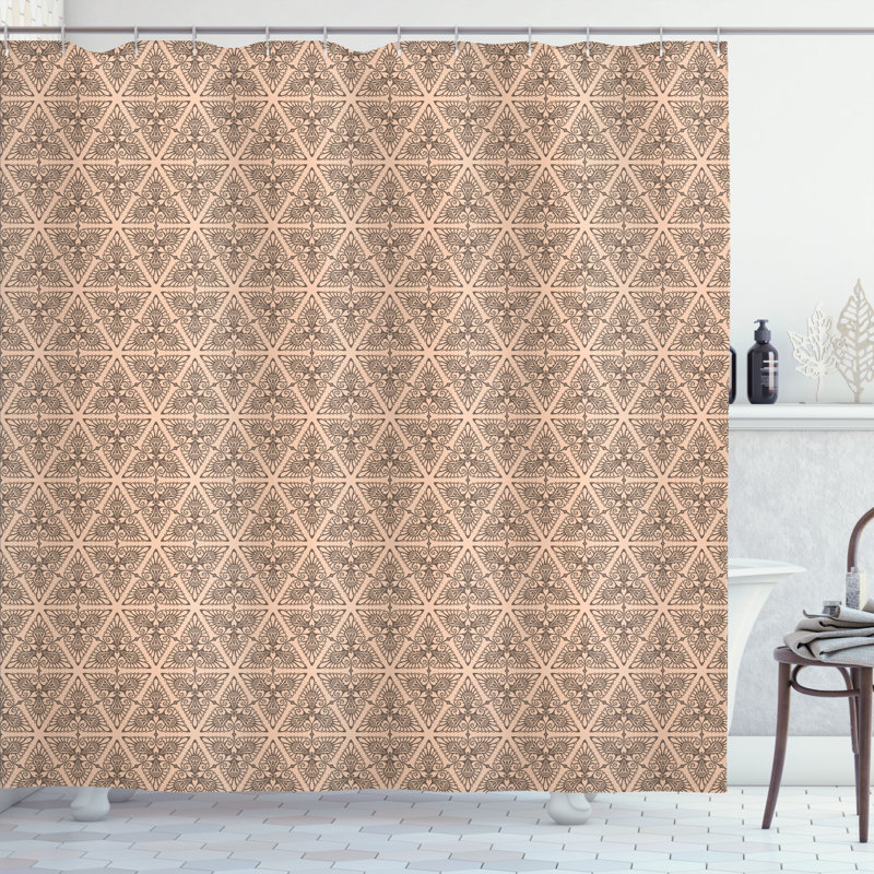 Shower Curtain Set + Hooks, 69"H x 70"W, Ecru Sepia