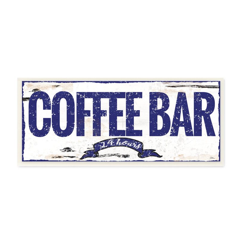 «Coffee Bar 24 Hours Sign with Ribbon», impression, Plaque murale, H 7 po x l 17 po x P 0,5 po