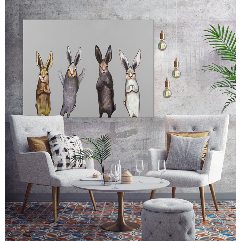 Quatre lapins - impression sur toile tendue, H 24 po x l 32 po