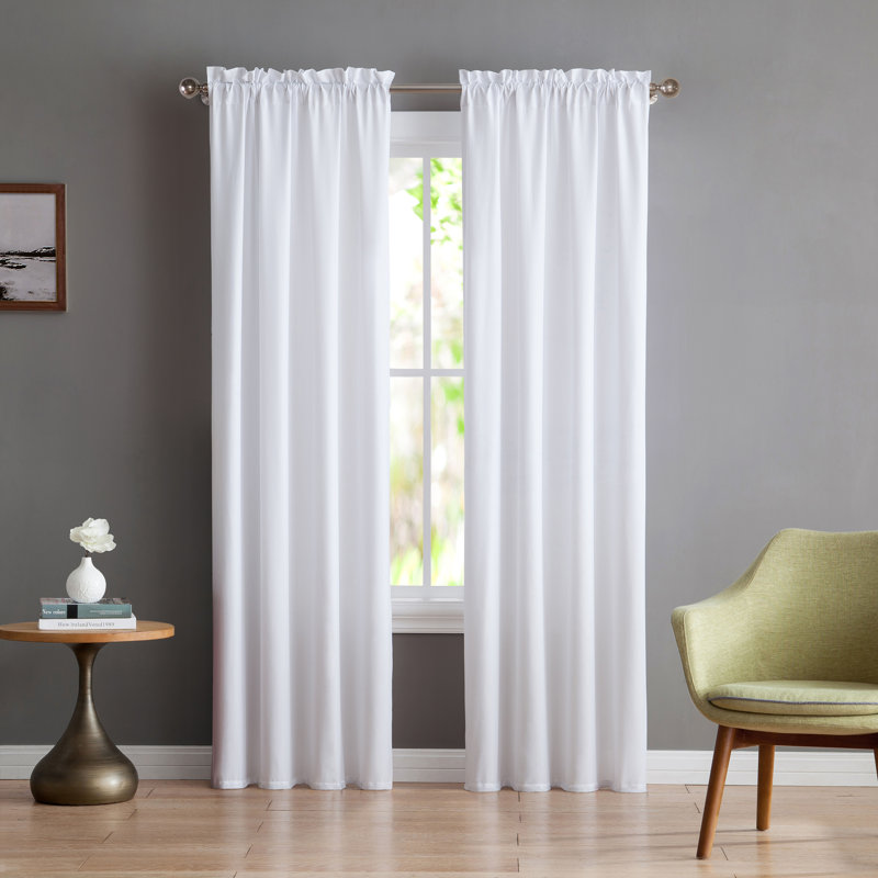 Colvert Polyester Semi Sheer Curtain Single Panel, 42" W x 84" L, Black