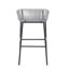 Ensemble de tabourets de bar en corde gris près de la piscine et de jardin pour des loisirs en plein air, pilier en métal noir, revêtement de patio de 2 tabourets, repas de conversation décontractés, ergonomique