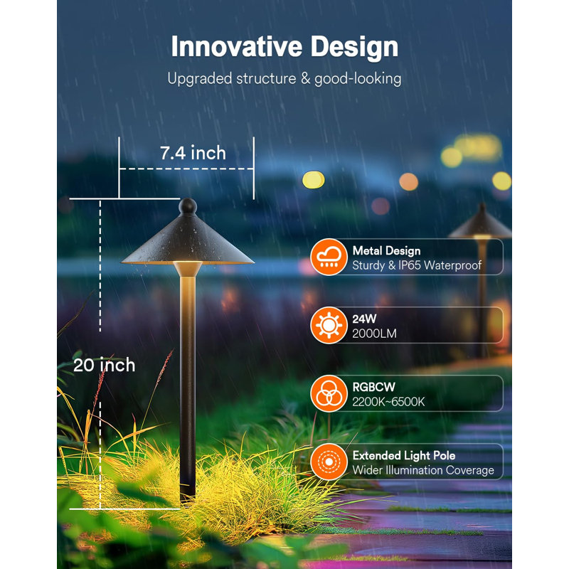 Lumary Smart Low Voltage Pathway Lights, Landscape Path Lights with RGBAI Color Changing, App/Remote Control, IP65 Waterproof
