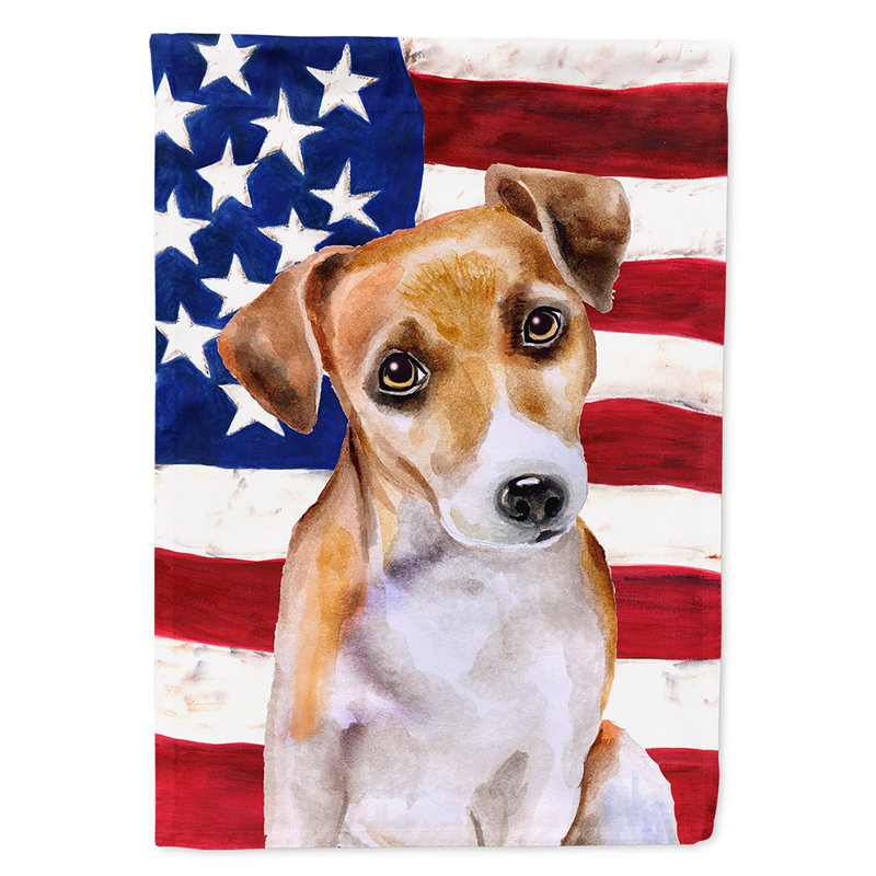 2 côtés en polyester de 2 côtés american drapeau de jardin, Terrier Jack Russell 1
