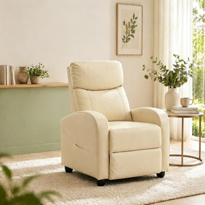 Méridienne inclinable manuelle moderne, fauteuil simple ergonomique rembourré épais avec repose-pieds escamotable pour le salon et la salle multimédia
