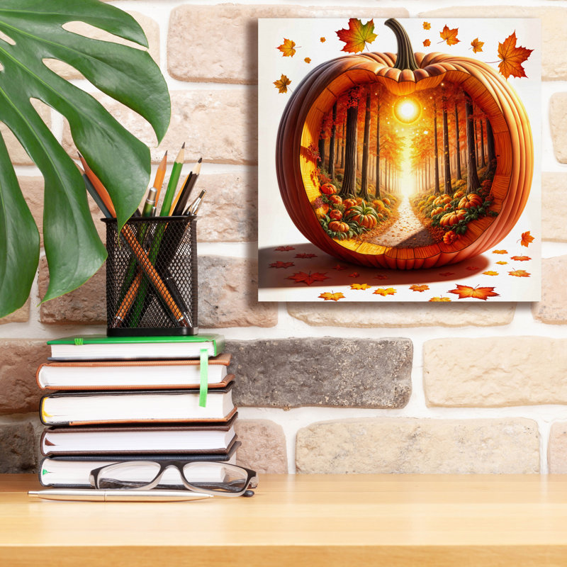  «Fall Landscape Pumpkin 4» par Rey Klimt, art mural sur toile, 12 po x 12 po, H 12 po x l 12 po
