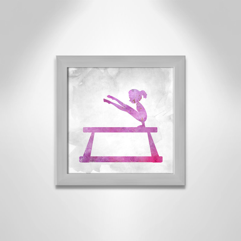 Gymnastique 3, impression sur papier, H 14 po x l 14 po x P 0,63 po, Encadrement argent brossé