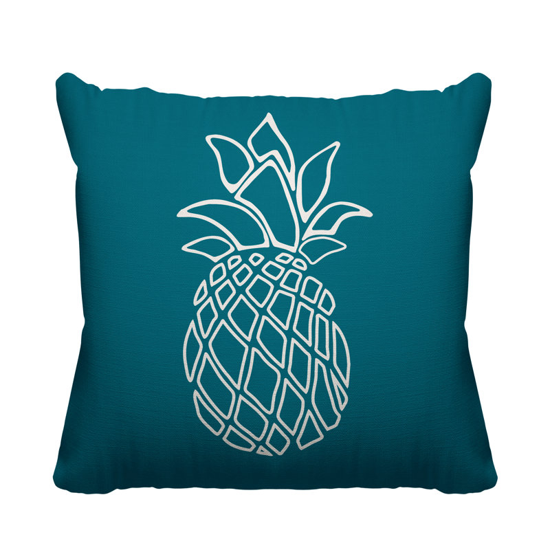 Housse de coussin d'extérieur carré Calico, H 17 po x l 17 po, Turquoise