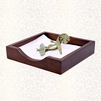 Porte-serviette en bois massif Floral