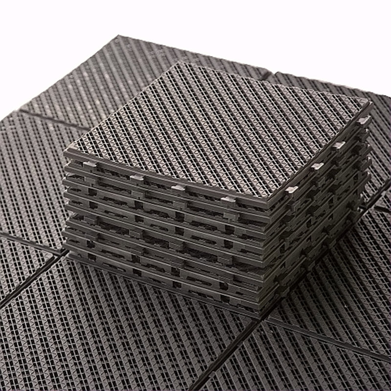 Carreaux de terrasse à emboîtement de patio, tuiles de terrasse carrées composites de 12 po x 12 po, carrelage extérieur rayé en plastique pour cour de porche de balcon toutes saisons (paquet de 36)