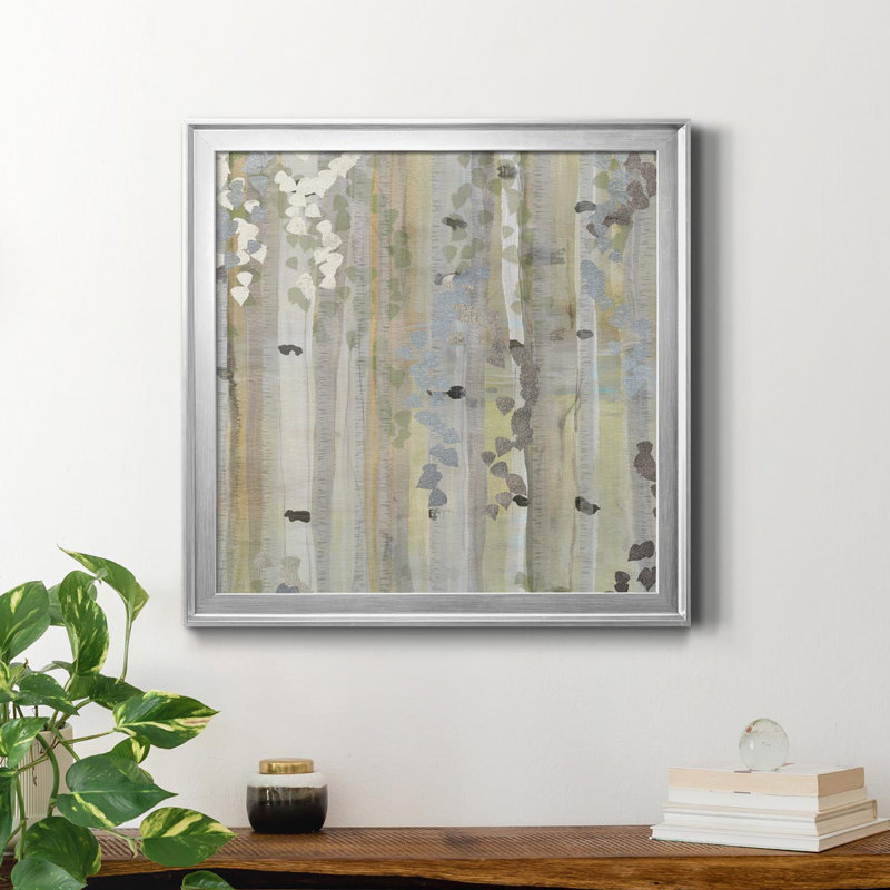 «Spring Birch Grove II», reproduction d'art sur toile encadrée, H 22,5 po x l 22,5 po x P 1,5 po, Argent