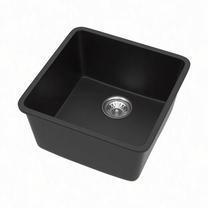 Évier de bar en quartz - Évier de bar encastrable en composite de granite 17,3 po x 17,3 po x 8,3 po