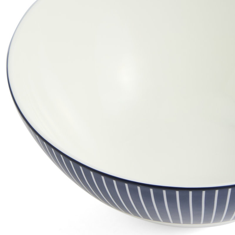Wedgwood Gio Blue Cereal Bowl 6.2in Pinstripe, Dark Blue/White