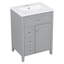 Meuble-lavabo gris de 24 po avec lavabo, panneau de fibres à densité moyenne et fabrication en bois d'hévéa, 3 tiroirs et armoire avec tablettes réglables, conception moderne pour les petites et moyennes salles de bain-704279204