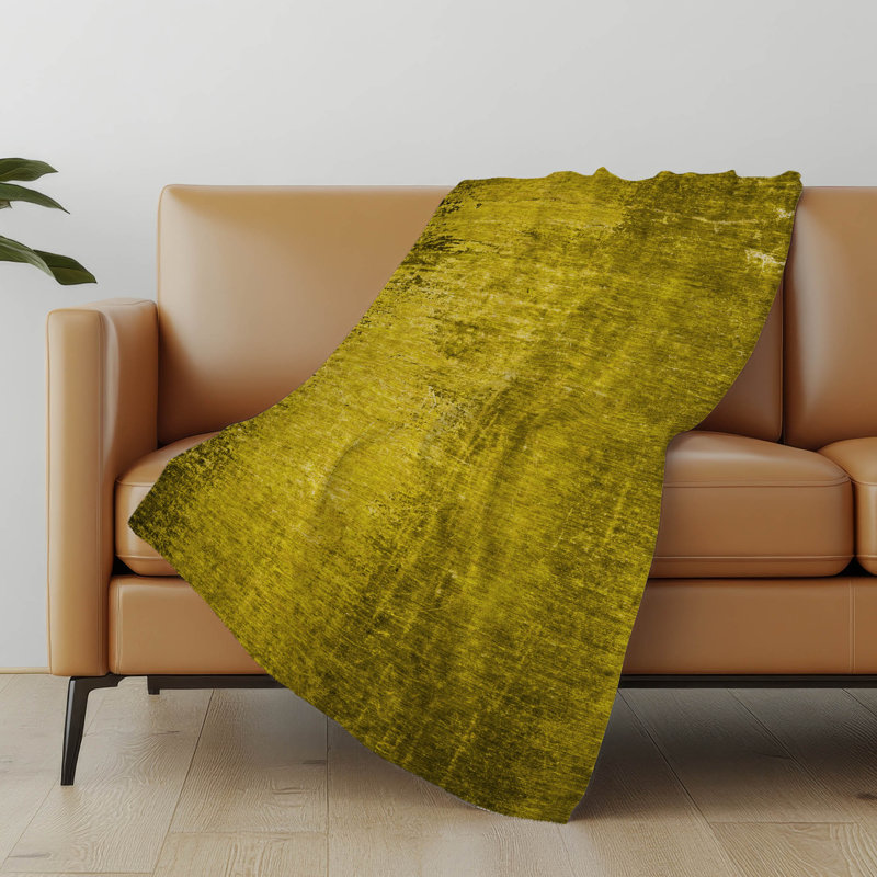 Addison Machine Washable Sherpa Throw Blanket, Gold, ASB658 Oriental