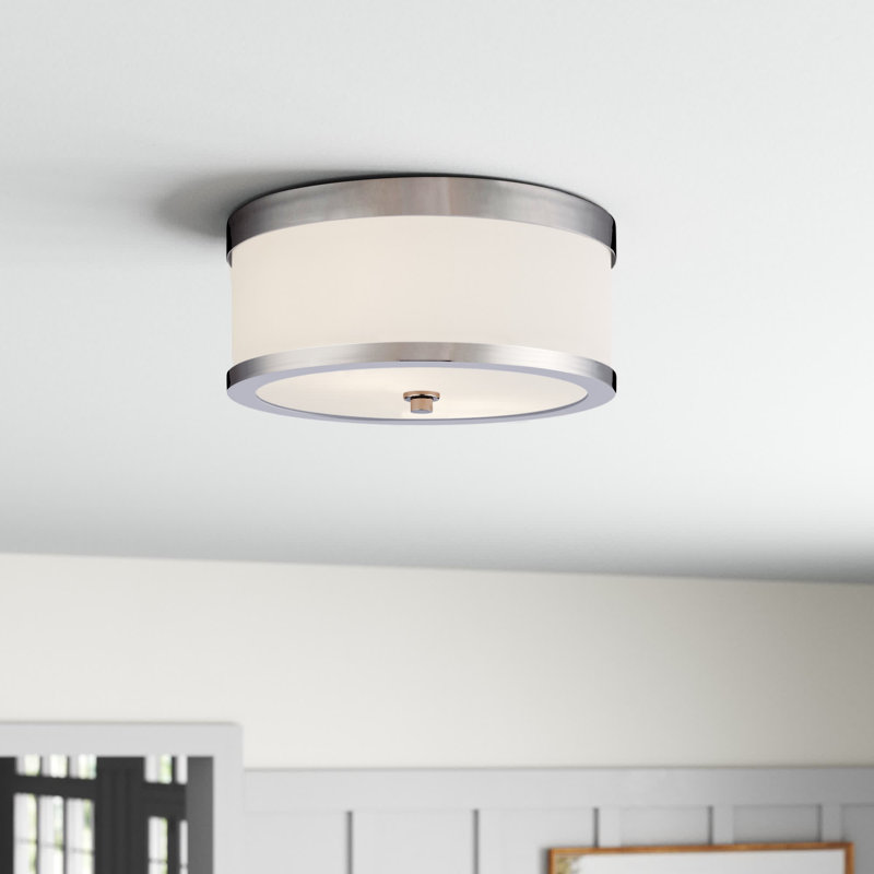 Atman Glass Flush Mount, Polished Nickel