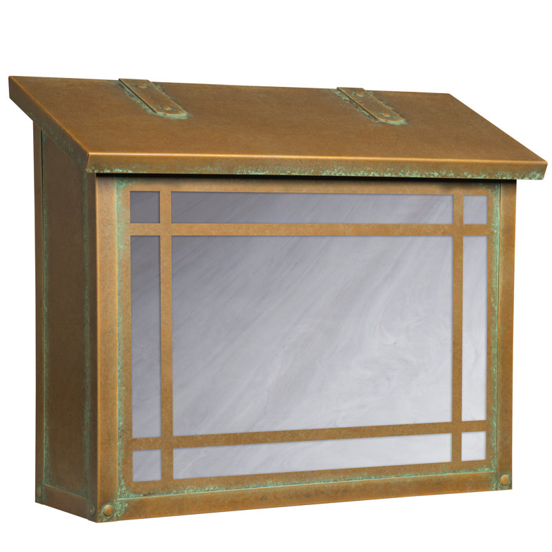 Summit Brass Wall Mounted Mailbox, Wispy White, Old Penny