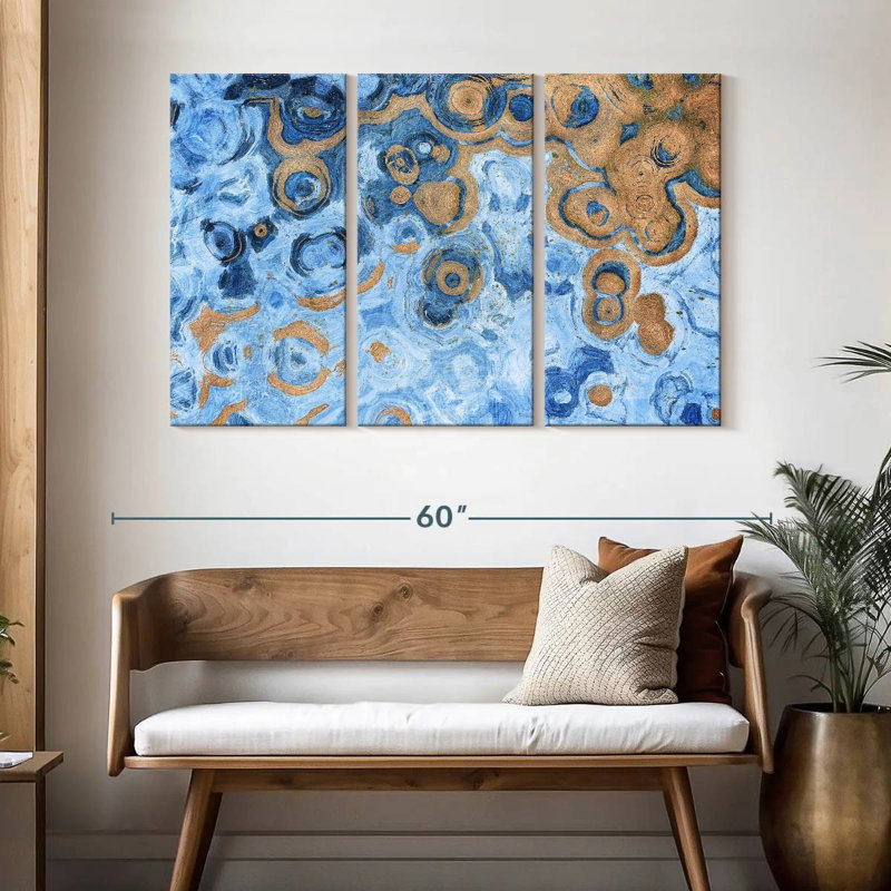 Avery abstrait mer bleue, H 32 po x l 50 po