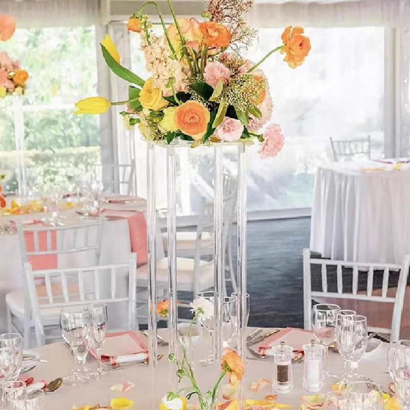 Clear Acrylic Wedding Flower Stand, Floral Display Pedestal for Ceremony, Aisle, Party & Event Decoration