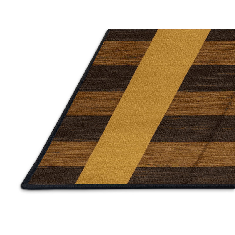 Tapis botanique brun lavable à la machine, Rond 8 pi