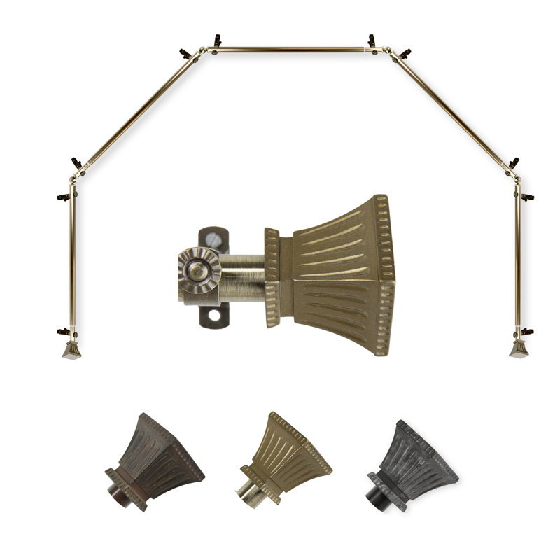 Tringle à rideaux simple ajustable 0,81 po Maliyah, Laiton antique, 28 po à 48 po (chaque côté)