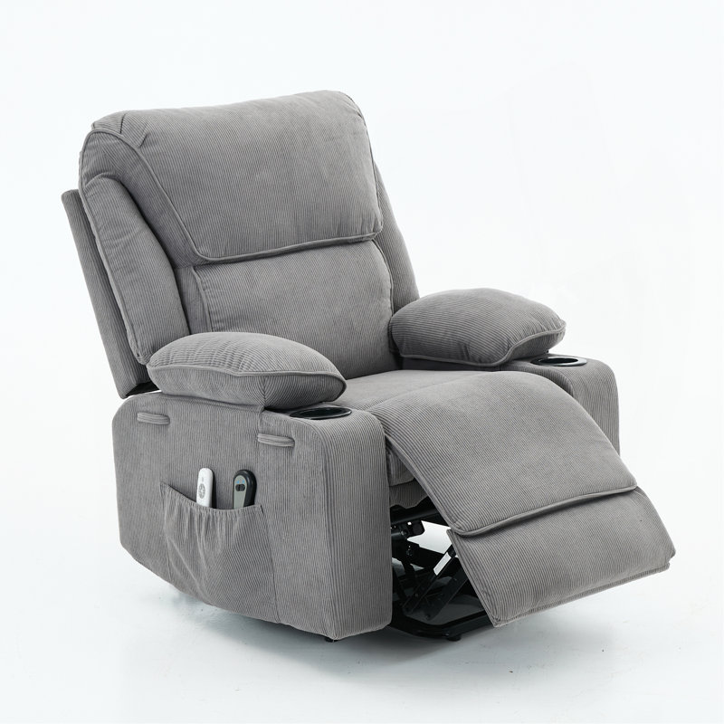Fauteuil inclinable chauffant et massant télécommandé, pour personnes âgées, Gris