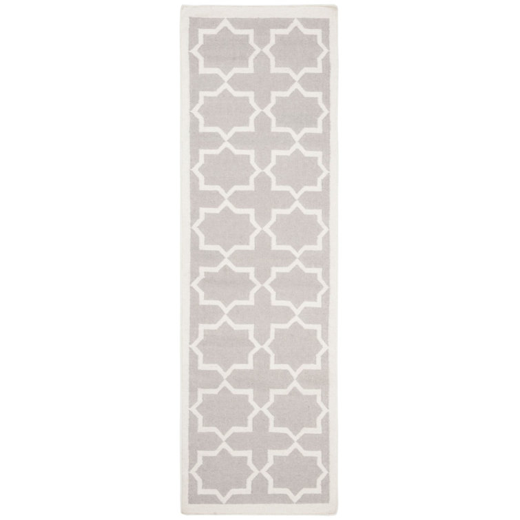 Rodgers Hand Woven Flat Weave Wool/Cotton Geometric Rug in Ivory