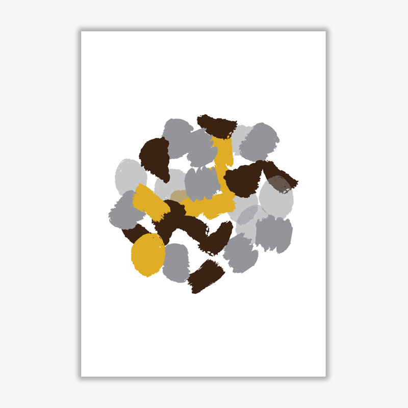 Mustard Abstract Paint Splodge - Print, 42 cm H x 30 cm W x 1 cm D, No Frame