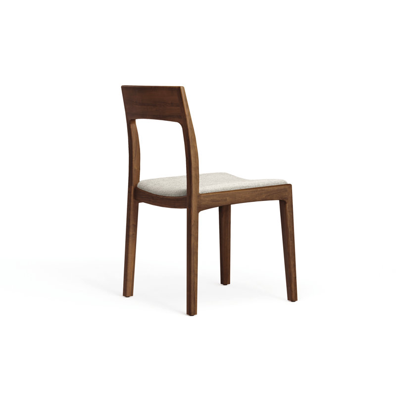 Lisse Upholstered Dining Chair, Natural Walnut, Ebony Leather