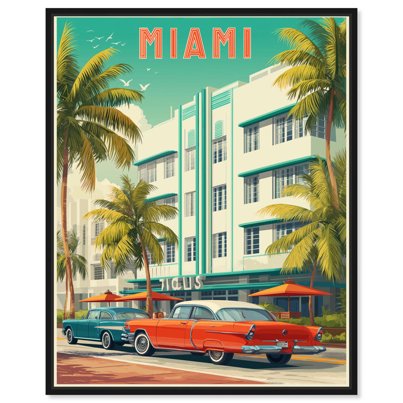 «Miami Deco II», reproduction d'art sur toile par Art Remedy, Structure noire, H 21 po x l 17 po