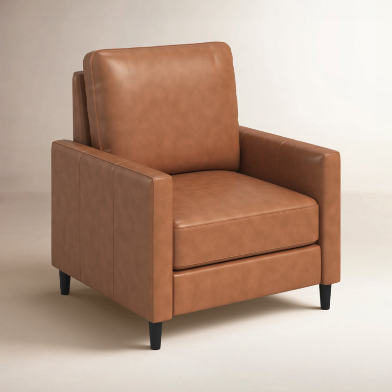 Fauteuil inclinable en cuir fleur , Cuir fleur camel