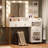 Makeup Vanity Desk with Mirror & 3 Light Colors Available, Modern Bedroom Dressing Table, White-31079101