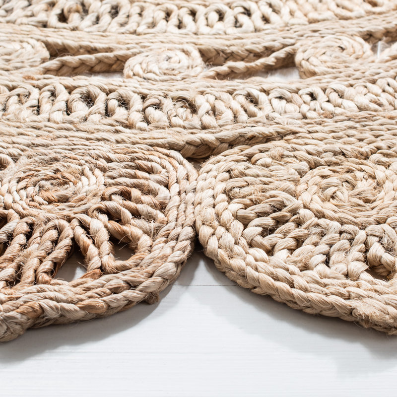 Tapis beige en jute / sisal tissé à la main Templin, Rond 6 pi