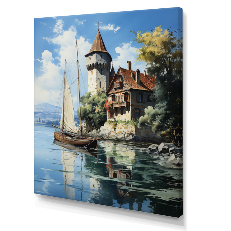 Lendra, Allemagne, lac de Constance, sérénade, H 32 po x l 16 po x P 1 po, Toile tendue