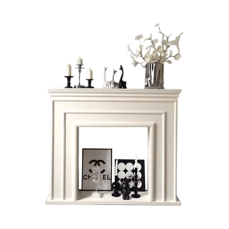 Beige Manufactured Wood Freestanding Fireplace, 39.37" H x 39.37" W x 10.63" D