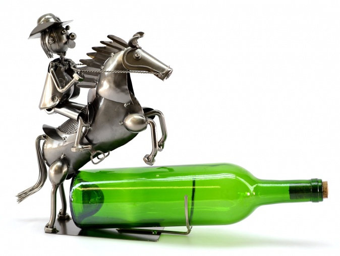 Support à vin de table pour 1 bouteille on cheval Cowboy