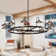 12 - Light LED Dimmable Wagon Wheel Large Staircase Chandelier