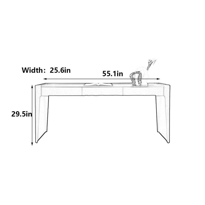 Bureau italien minimaliste avec tiroirs spacieux, H 29,5 po x l 55,1 po x P 25,6 po
