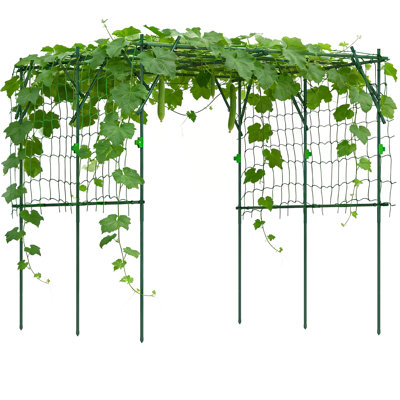 Garden Arch Trellis, 7.3 FT Tall Cucumber Trellis, Green