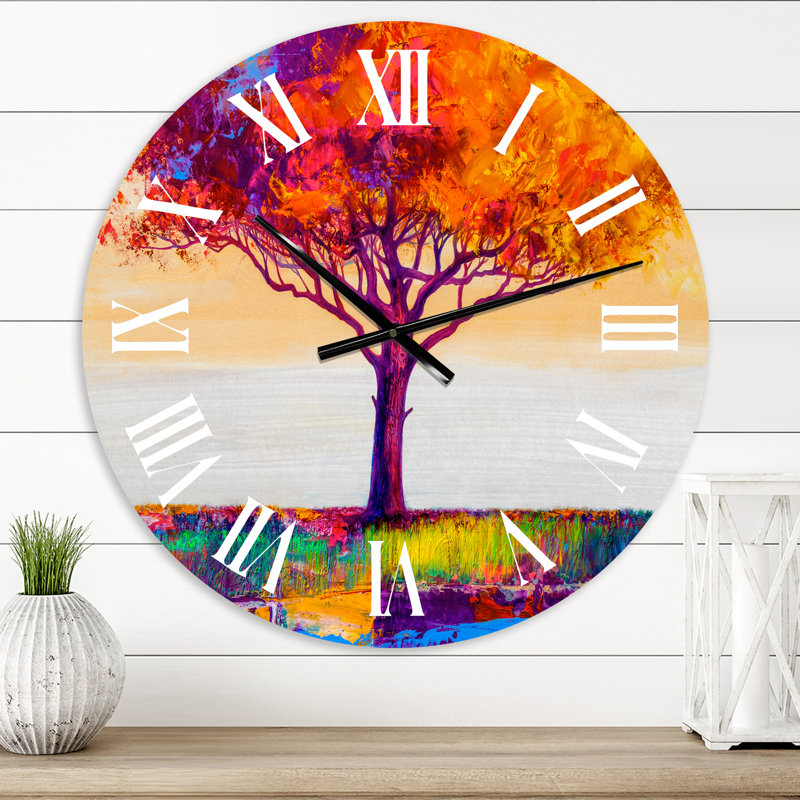 Arbre d'automne en forêt colorée XVII - horloge murale maison de campagne, Surdimensionné