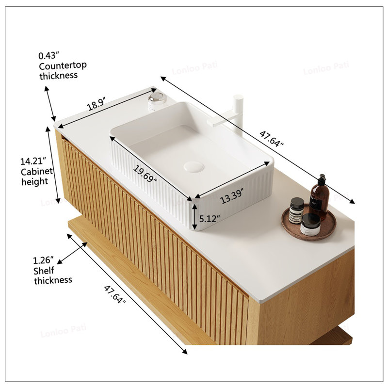 Meuble-lavabo de 48 po en contreplaqué avec évier en céramique