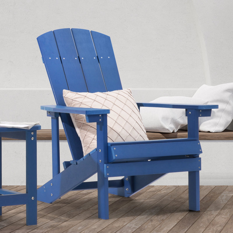 Younts Outdoor HIPS Plastic Adirondack Chair Modern Patio, Navy Blue