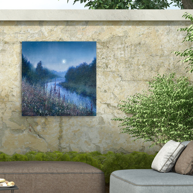 Jennifer Taylor Art Nocturne sur toile d'extérieur saphir, H 14 po x l 14 po