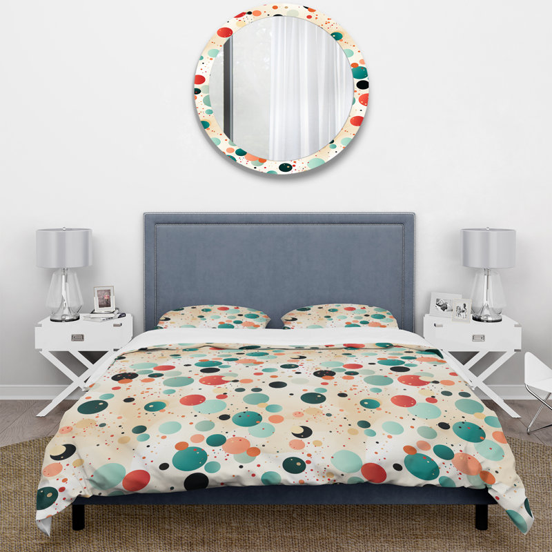 Ensemble de housse de couette à pois Global, Housse de couette simple + 1 taie décorative stan