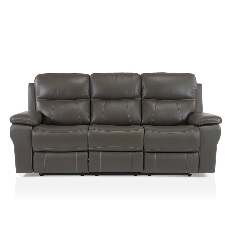 Canapé inclinable en cuir avec accoudoirs coussinés de 81,88 po Faulks, Manuel
